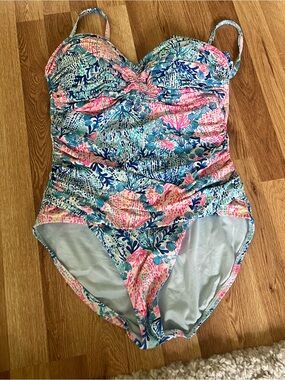 Lilly Pulitzer Pink & Blue Floral One-Piece Swimsuit